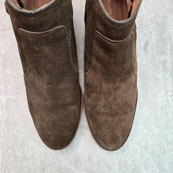 Madewell Western Ankle Booties  7.5 Dark Green Suede Low Block Heel Boots - Picture 12 of 12
